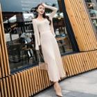 Set: Plain Cardigan + Sleeveless Top + Midi Skirt