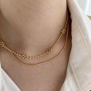 Flower Alloy Necklace E102 - Gold - One Size