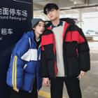Couple Matching Color Block Padded Coat