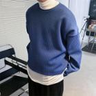 Long-sleeve Plain Corduroy T-shirt