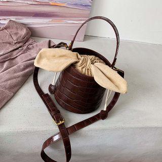 Croc Grain Mini Crossbody Bucket Bag