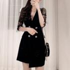 Lace-sleeve Double-breasted Blazer Dress