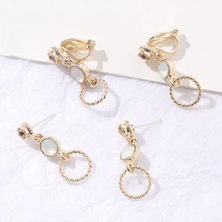 Rhinestone Dangling Hoop Earring