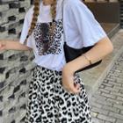 Elbow-sleeve Leopard Print T-shirt / Shorts