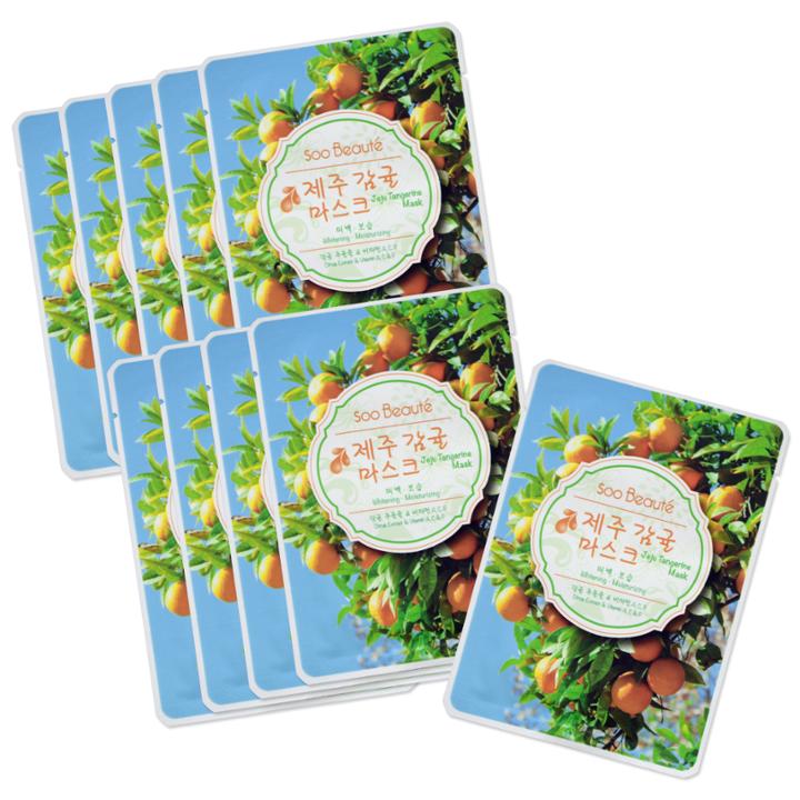 Soo Beaut  - Jeju Tangerine Mask (whitening, Moisturizing) 10 Pcs