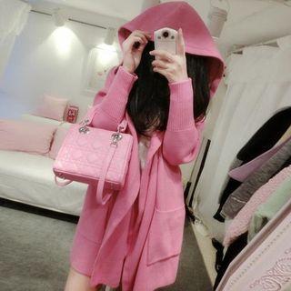 Set: Plain Hooded Cardigan + Spaghetti Strap Top + Mini Skirt