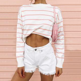 Stripped Cropped Knit Top