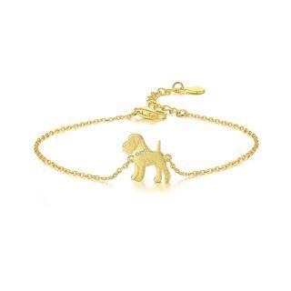 925 Sterling Silver Plated Gold Simple Cute Puppy Bracelet With Cubic Zirconia Golden - One Size
