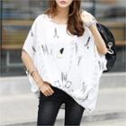 Batwing-sleeve Oversized Top White - One Size