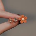 Asymmetrical Flower Bow Stud Earring 1 Pair - Stud Earring - Flower - Tangerine - One Size
