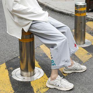 High-waist Printed Cargo Straight Cut Pants