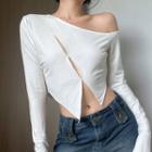 Bell-sleeve One-shoulder Asymmetrical Top