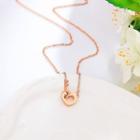 Stainless Steel Key & Heart Pendant Necklace Rose Gold - One Size