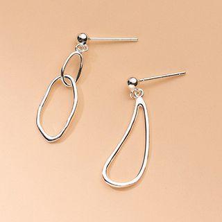 Asymmetrical Geometric Drop Earring 1 Pair - S925 Silver - Silver - One Size
