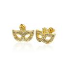 Fashion Dazzling Plated Gold Mask Stud Earrings With Austrian Element Crystal Golden - One Size