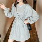 Lantern-sleeve Mini Pullover Dress
