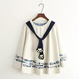 Mock Two Piece Fish Print Cape