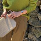Croc-grain Shoulder Bag Light Beige - One Size
