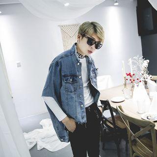 Cut Out Buttoned Denim Jacket