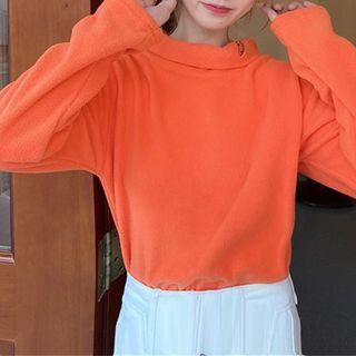 Long-sleeve Fleece Mock-neck Top