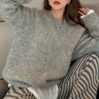 Striped Boot-cut Pants / Plain Sweater / Long-sleeve T-shirt