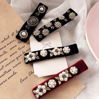 Pearl Accent Velvet Hair Clip