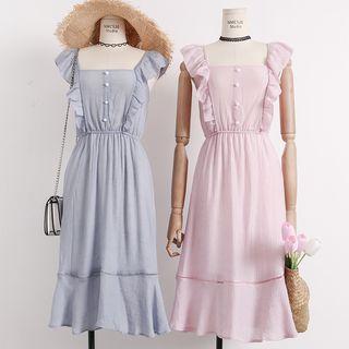 Sleeveless Ruffled-trim Midi Dress