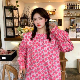 Long-sleeve Sailor Collared Floral Dress