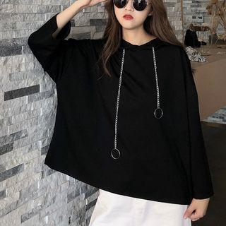 Chain Drawstring Boxy Hoodie