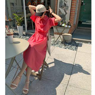 Band-waist Long Shirtdress