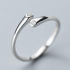925 Sterling Silver Rhinestone Open Ring Open Ring - 925 Sterling Silver - One Size