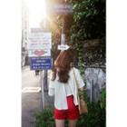 Slit-back Elbow-sleeve Shirt