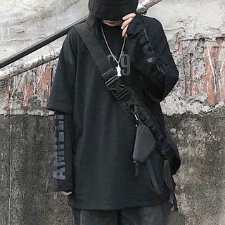 Mock Two-piece Ripped Sweatshirt Black - One Size