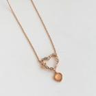 Rhinestone Heart Necklace Rose Gold - One Size