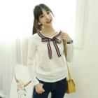 Ribbon-accent Round-neck Top