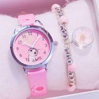 Cat Print Strap Watch Box Set