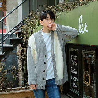 Two-tone Rib-knit Cardigan
