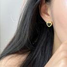 Heart Stainless Steel Earring 1 Pair - Heart Earrings - Black & Gold - One Size