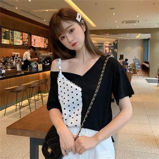Short-sleeve Dotted Panel Top