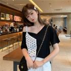 Short-sleeve Dotted Panel Top