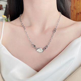 Lettering Pendant Sterling Silver Necklace 1pc - 292l - Silver - One Size