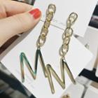 Letter Chain Dangle Earring 1 Pair - As Shown In Figure - One Size