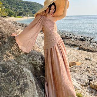 Single Long-sleeve Maxi A-line Dress