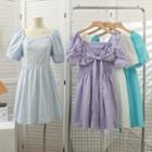 Ribbon-back Square-neck Mini Dress In 6 Colors