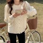 Button-up Lace Blouse Almond - One Size