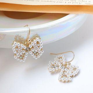 Bow Pearl Drop Earring As Shown In Figure - One Size