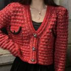 Tweed Cardigan Red - One Size