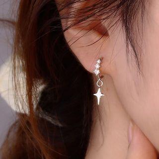 Star Drop Sterling Silver Ear Stud With Gift Box - 1 Pair - Silver - One Size