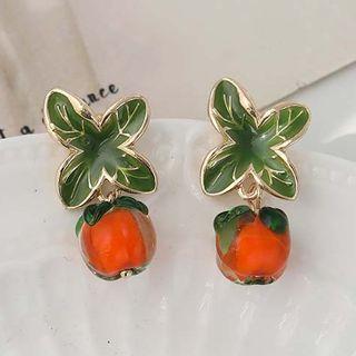 Orange Drop Sterling Silver Ear Stud / Clip-on Earring