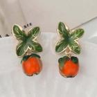 Orange Drop Sterling Silver Ear Stud / Clip-on Earring